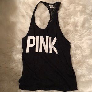 Pink tank top lace racer back